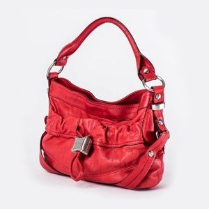 B. Makowsky red genuine leather Satchels bag vintage